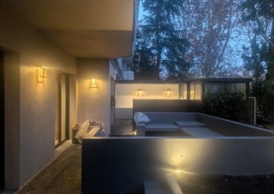 Illuminazione luce LED calda rooftop Milano via Whashington outdoor giardino esterno impianto elettrico terrazzo